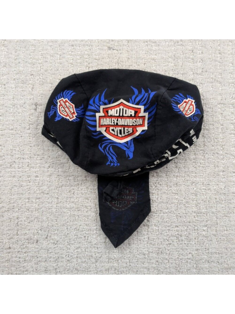 Y2K Harley Davidson Durag Bandana Head Wrap Skull Cap Biker Motorcycle Grunge